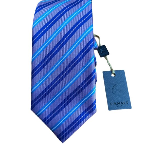 CANALI STRIPED TIE 100% SILK NEW - Picture 6 of 14